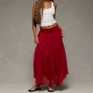 American Eagle Red Midi Skirt XS